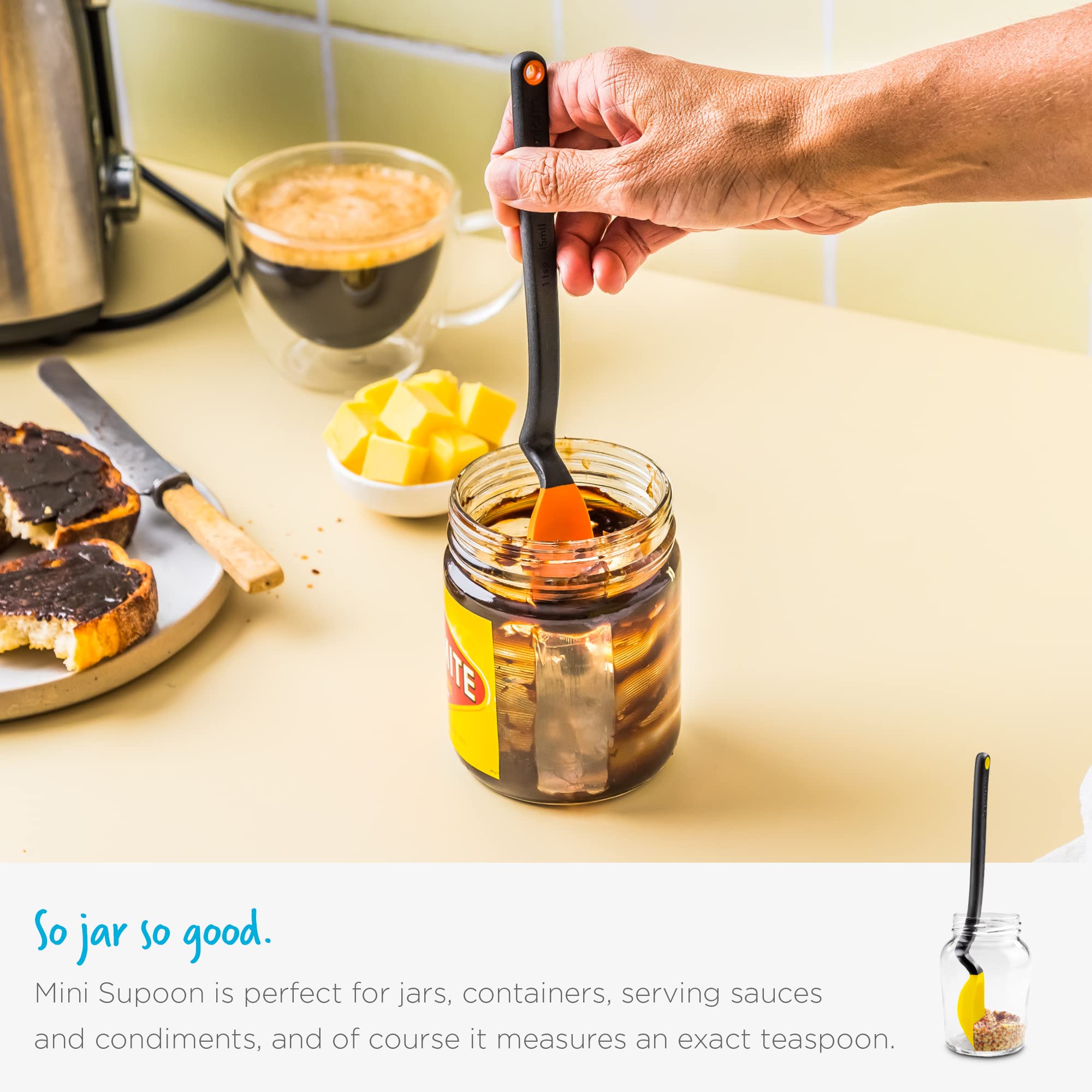 Dreamfarm Supoon | Non-Stick Silicone Sit Up Scraping & Cooking Spoon with Measuring Lines