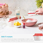 Dreamfarm Levups | Scraping Self-Leveling Measuring Cups | Set of 4 Cups | Red + Clear