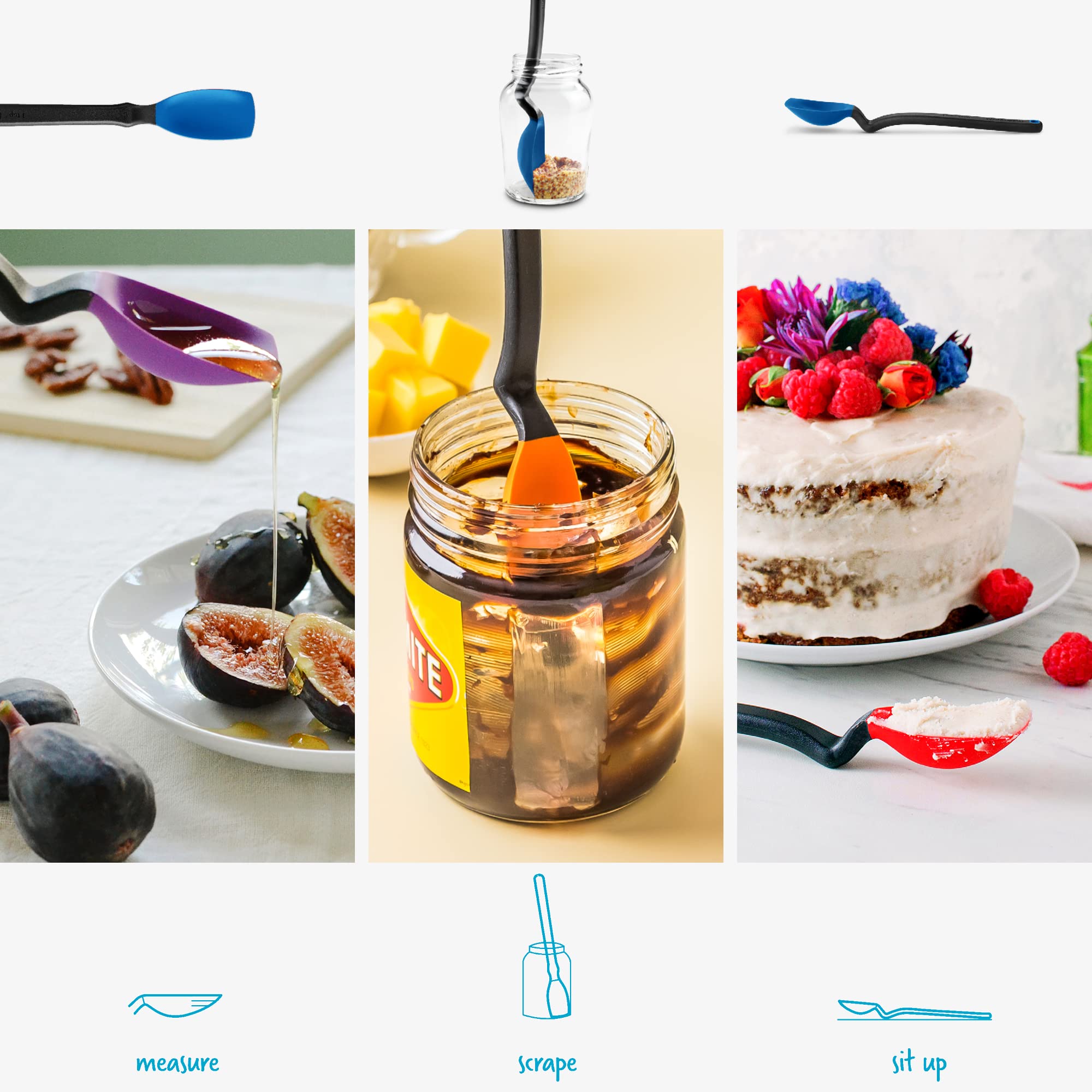 Dreamfarm Supoon | Non-Stick Silicone Sit Up Scraping & Cooking Spoon with Measuring Lines