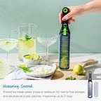 Dreamfarm Ozest Self-Cleaning POP-Button Zester for Fine, Fluffy Citrus Zest, Cheese, Nut, & Spices with Non-Slip Silicone Foot - 1mm Zester, Black/Green