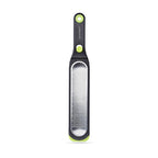 Dreamfarm Ozest Self-Cleaning POP-Button Zester for Fine, Fluffy Citrus Zest, Cheese, Nut, & Spices with Non-Slip Silicone Foot - 1mm Zester, Black/Green