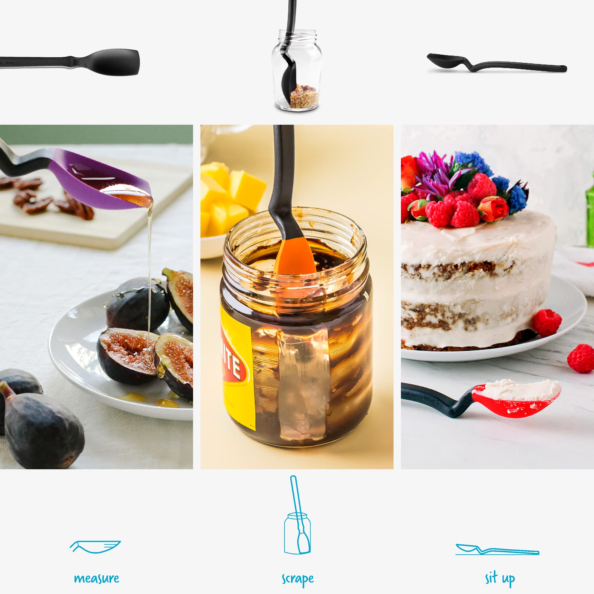 Dreamfarm Supoon | Non-Stick Silicone Sit Up Scraping & Cooking Spoon with Measuring Lines