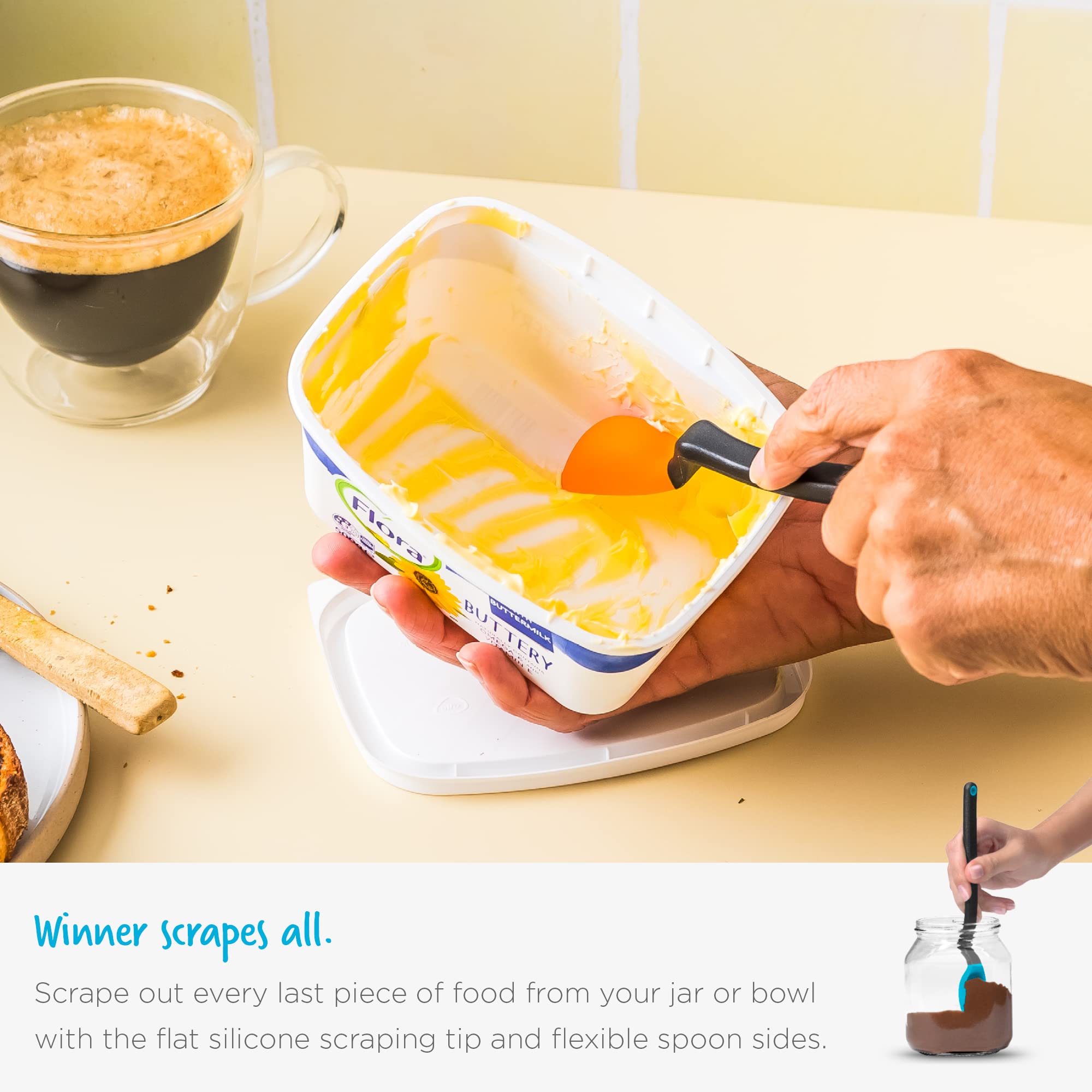 Dreamfarm Supoon | Non-Stick Silicone Sit Up Scraping & Cooking Spoon with Measuring Lines